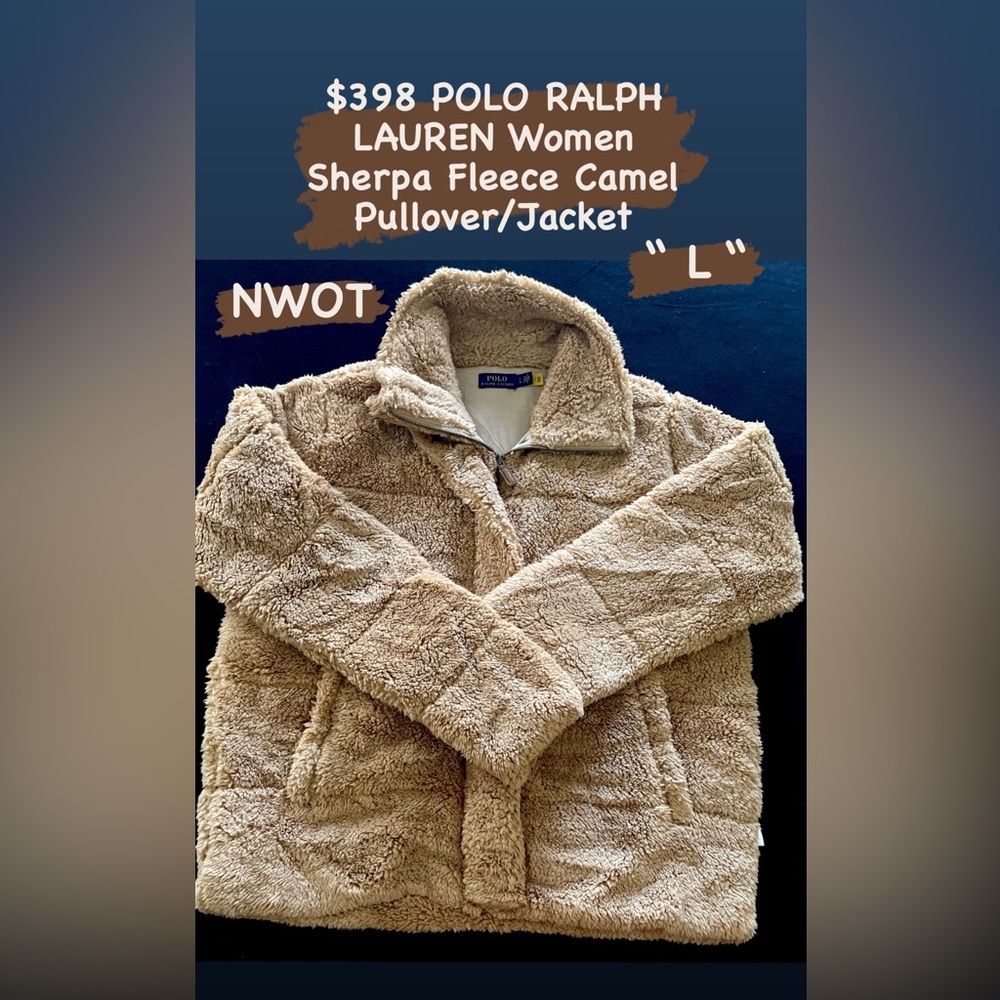 POLO RALPH LAUREN Women Sherpa Fleece Camel Jacket “L” NWOT with a free item